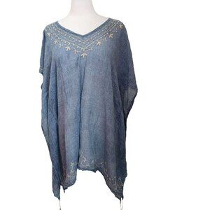 Womens Swimsuit Beach Pool Cover Up Free Size Francesca’s Gauze‎ Embroidery